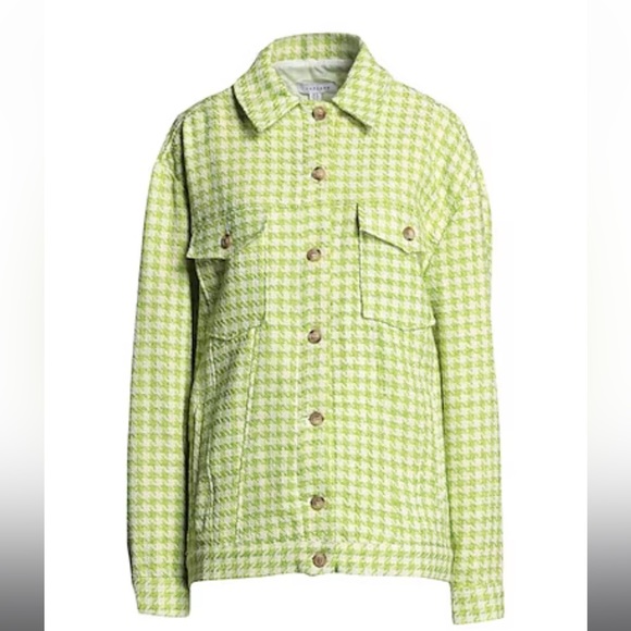 Topshop Gingham Bouclé Shacket + Matching Pants, in Green - Picture 6 of 6